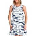 thumbnail image 1 of Balery Blue Fish Vestidos de verano para mujer con estampado: vestido holgado sin mangas, vestido playero informal y cómodo para días calurosos., 1 of 7