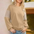 thumbnail image 7 of yoeyez Women'S Sweatshirts Oversized Color Block Longs Sleeve Pullover Tops Casual Loose Crewneck Fall Outfits Khaki,L, 7 of 7