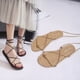thumbnail image 1 of Sandalias planas para mujer con tiras cruzadas, sandalias romanas sencillas de verano para mujer, zapatos de playa para mujer, 1 of 5
