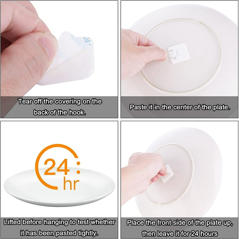 30 Pcs Invisible Adhesive Plate Hanger Wall Plate Hangers Plastic