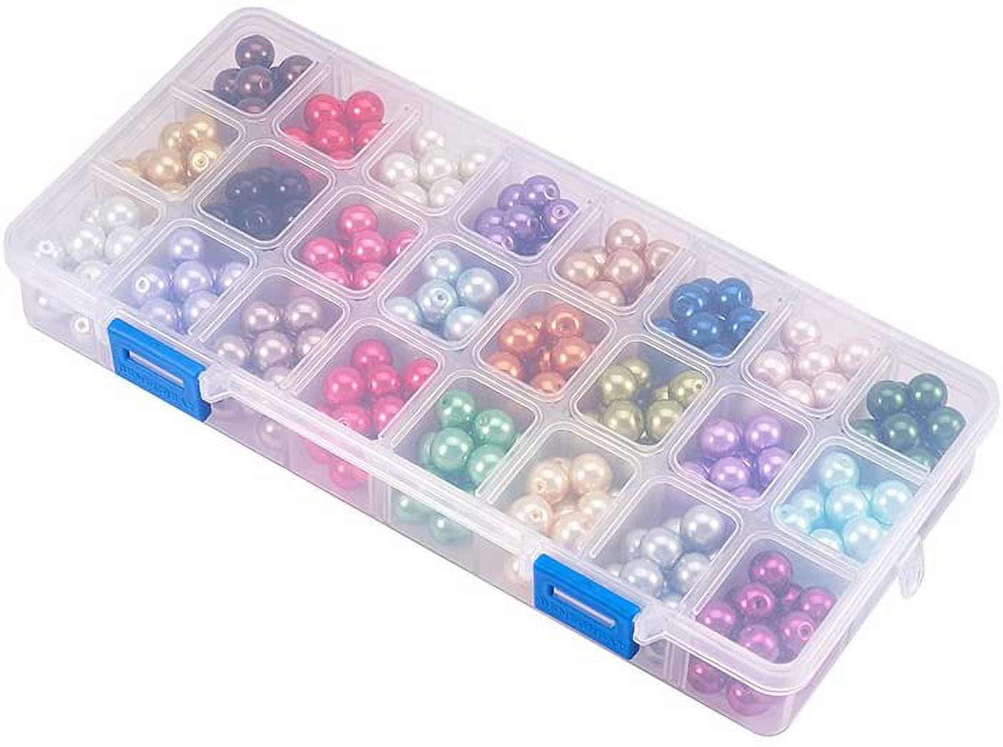 1Box Eco-Friendly Dyed Glass Pearl Round Beads Mixed Color 10mm Hole: 1mm 15pcs/compartment 360pcs/box
