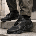 thumbnail image 3 of Men's Black Lace Up Work Shoes, Fabric Upper Low Top Walking Shoes for Spring and Fall, 3 of 6