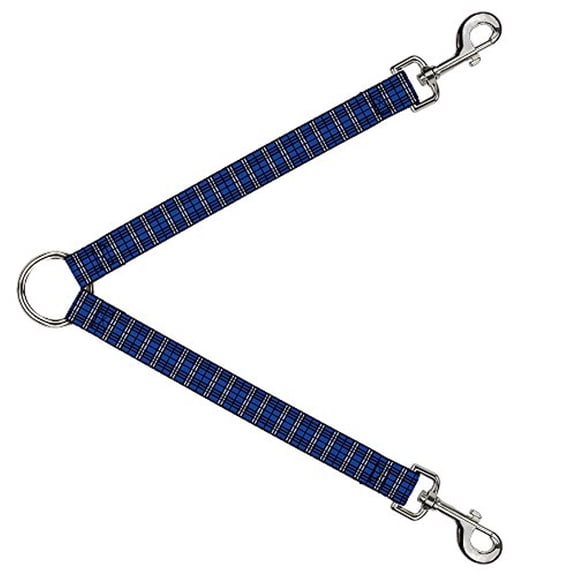 Buckle-Down Dog Leash Splitter Plaid Navy 1 Foot Long 1 Inch Wide