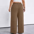 thumbnail image 4 of Plus Size Workout Clothes High Waisted Sweatpants Women Wide Leg Casual Palazzo Pants Work Business Elastic Waist with Drawstring Pants for Lounge Spring & Autumn 2026 Coffee XL, 4 of 4