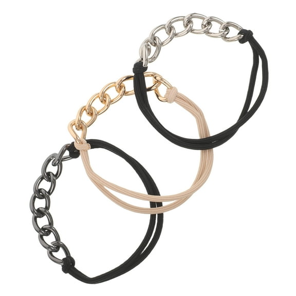 LOLIPPYY 3-Pack Metal Ponytail Hair Cuffs and Elastics, No Damage Hair Ties for Styling and Daily Wear