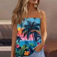 thumbnail image 2 of Asymmetrical Top for Lady Trendy Minimalist Short Shirt Cute Floral Print Summer Tube Tops for Women, 2 of 5