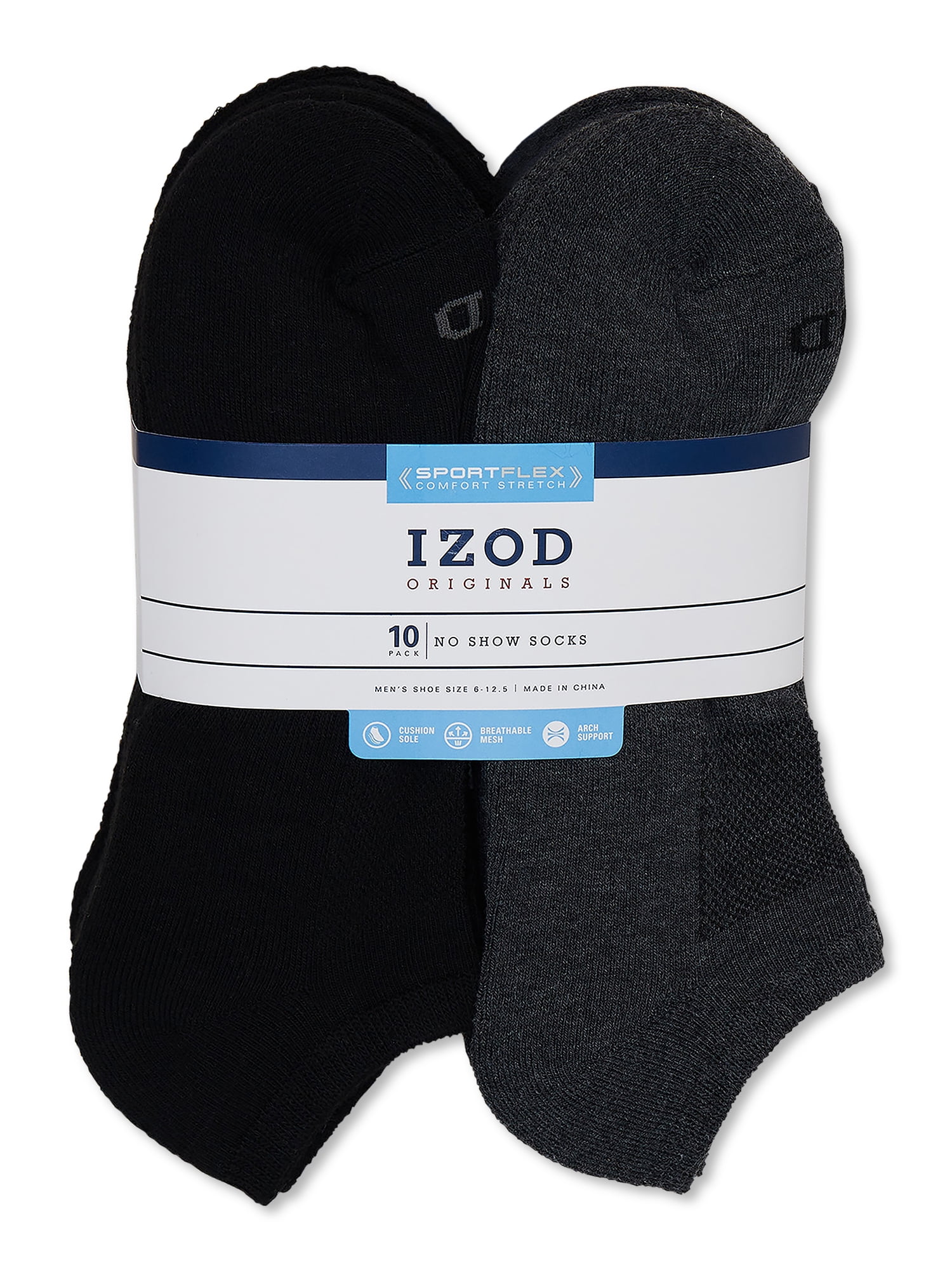 IZOD Originals Men's Athletic Terry No Show Socks, 10-Pack