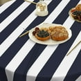 thumbnail image 4 of Strips Print Outdoor Tablecloth with Umbrella Hole for Round Table, Waterproof Navy Blue Patio Table Cloth with Zipper - 60 x 60 inches, 4 of 7