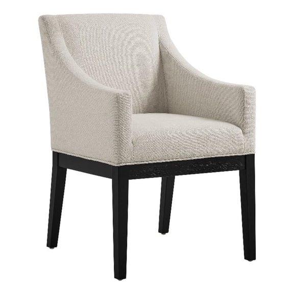 Maklaine Contemporary Upholstered Dining Armchair in Salt Black