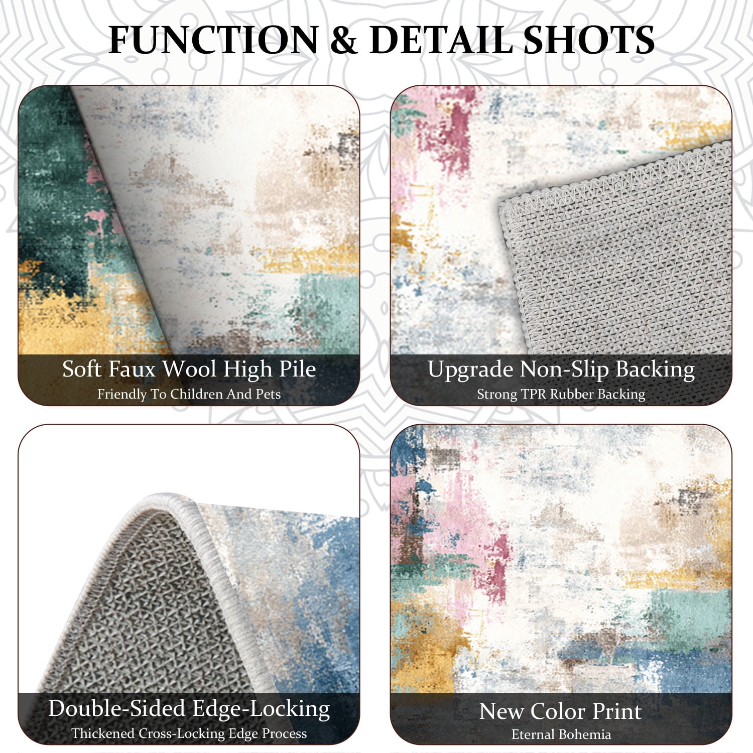 3 Piece Kitchen Rug Set, Non-Slip And Washable, Abstract Pattern Kitchen Hallway Rug, Soft And Comfortable, Suitable For Sinks, Floors, Entrances, Hallways and Bathrooms