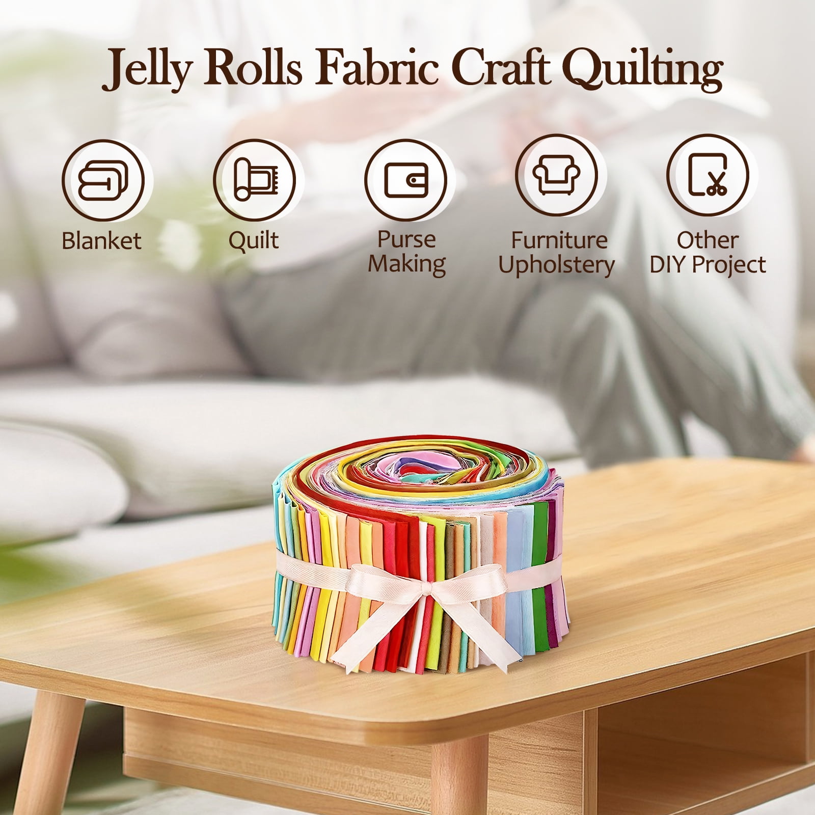 Wxqbjtam 40 Pieces Jelly Rolls Fabric Bundle Various Pattern Jelly Rolls Patchwork Sewing