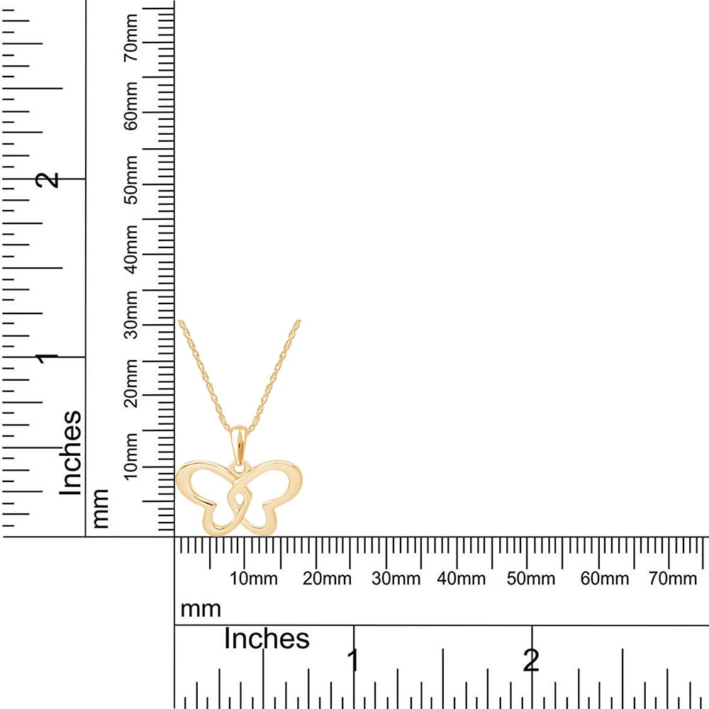 AFFY Beautiful Two Tone Double Heart Butterfly Pendant Necklace in 14K Yellow Gold Over Sterling Silver