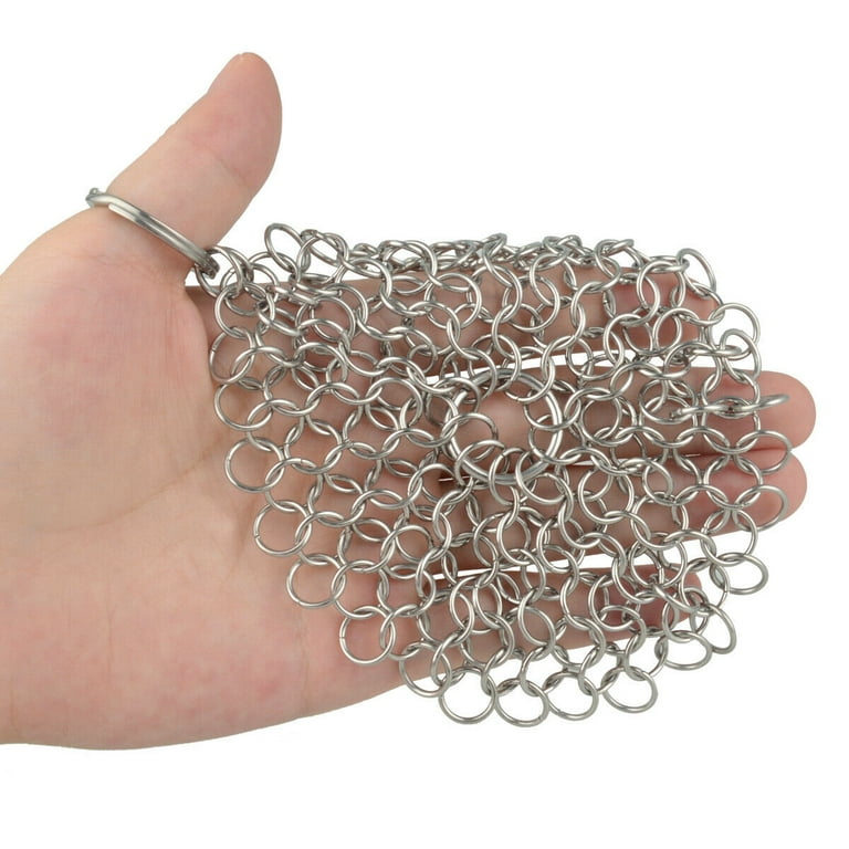 Cast Iron Cleaner Chainmail Scrubber with Pan Scraper, Upgraded Handle Cast  Iron Scrubber Brush 316 Chain Mail Scrubber for Cast Iron Pan, Iron  Skillet, Grill Dutch Oven Metal Brush Cleaning Castiron 