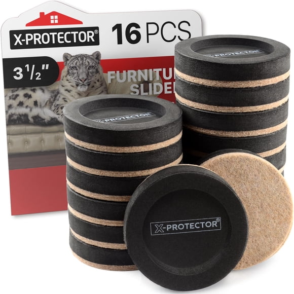 Felt Furniture Sliders for Hardwood Floors X-PROTECTOR 16 PCS 3 ½� - Fur