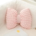 thumbnail image 3 of Almohada de lazo para reposacabezas de coche, almohada lumbar decorativa de felpa para el cuello con pompones Rosa, 3 of 9