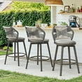 thumbnail image 4 of Dycanpo 26'' Swivel Bar Stools Set of 3, Counter Height Stools with Woven Backrest & Footrest, Gray, 4 of 8