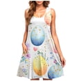 thumbnail image 2 of Summer Dresses for Women Plus Size Easter Ladies Casual Plus-size Sleeveless Crew Neck Short Dress Light Blue M, 2 of 5