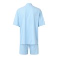thumbnail image 2 of Vedolay Short Sets Men 2 Piece Outfits Men 2 Piece Outfits Summer Casual Crew Neck Shirts and Fit Shorts Set,Light Blue XL, 2 of 5