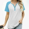 thumbnail image 6 of TaTaai Women's V-Neck T-Shirt, Soft Breathable Cotton, Relaxed Fit, Short Sleeve Raglan Sleeves, Button Detail, Casual Daily Wear, Spring Summer Multi-Color Gift, 6 of 8