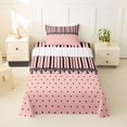 thumbnail image 2 of Castle Fairy Retro Lace Trim Stripe Twin Sheets 3pcs,Minimalism Heart Grid Bedding,Pink Black,1 Flat Sheet, 1 Fitted Sheet and 1 Pillowcase, 2 of 7