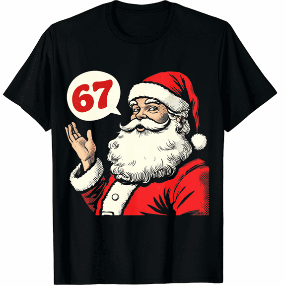 Funny Six Seven 6 7 Meme Santa Christmas T-Shirt for Adults Men and Women