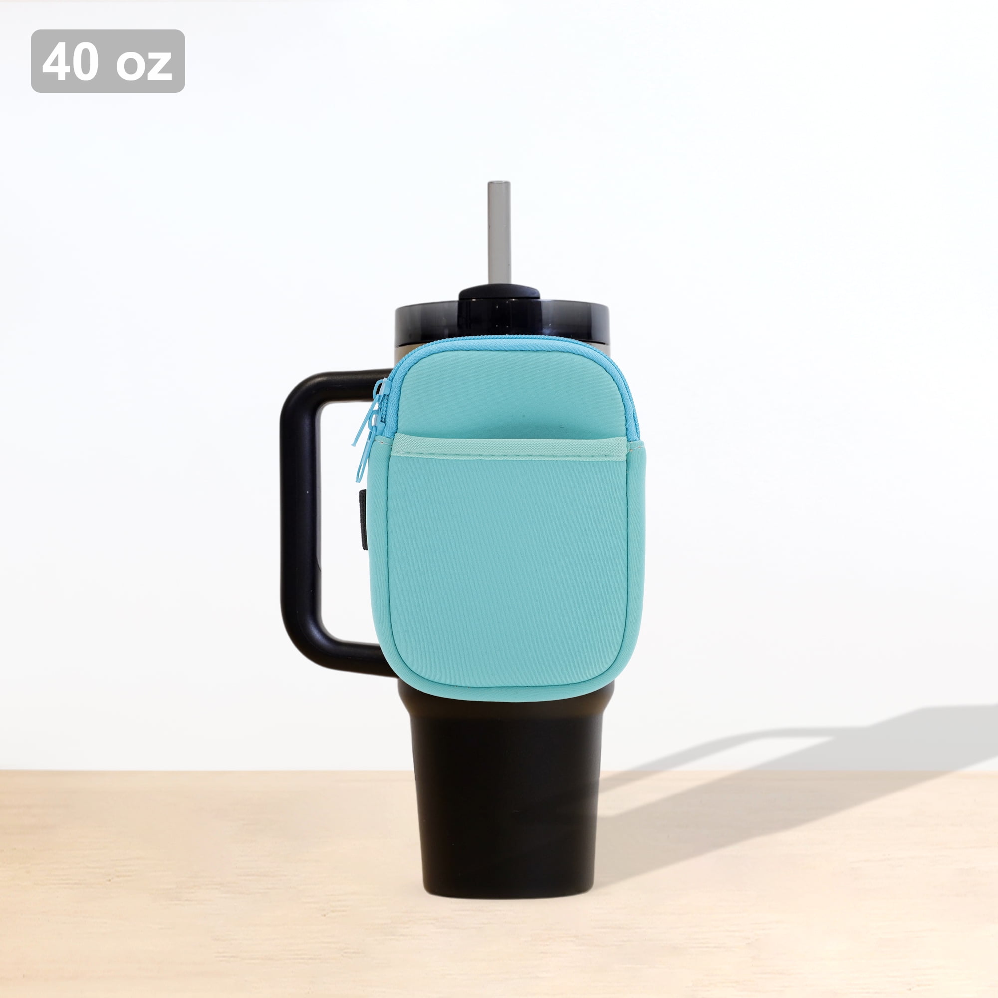 Unique Bargains 1Pc Durable Water Bottle Pouch With 2 Pockets Light Blue
