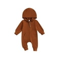 thumbnail image 1 of SUNSIOM Baby Boys Girls Fall Jumpsuits Long Sleeve Solid Color Zip Up Hooded Rompers Newborn Outfit, 1 of 8