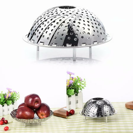 Stainless Steel Collapsible Steamer Basket for Steaming Vegetables, Retractable Foldable Food Steamer Fruit Dish Fruit