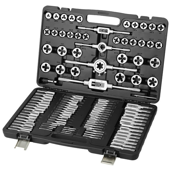 VEVOR Tap and Die Set, 110-Piece Include Metric Size M2 to M18, Bearing Steel Taps and Dies, Essential Threading Tool for Cutting External Internal Threads,with Complete Accessories and Storage Case