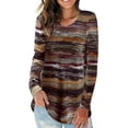 thumbnail image 2 of Camiseta de manga larga con cuello en V para mujer, camisetas holgadas con estampado inferior a la moda para Otoño e Invierno para fiesta, oficina, trabajo informal, 2 of 5