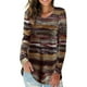 thumbnail image 2 of Camiseta de manga larga con cuello en V para mujer, Tops holgados con estampado inferior a la moda para Otoño e Invierno para fiesta, oficina, trabajo, informal, marrón, XXL, 2 of 5
