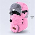 thumbnail image 3 of vzibsiv Winter Hats for Womens and Mens Windproof Trapper Hat with Detachable Mask and Goggles Fleece Lined Ski Cap Pink, 3 of 6