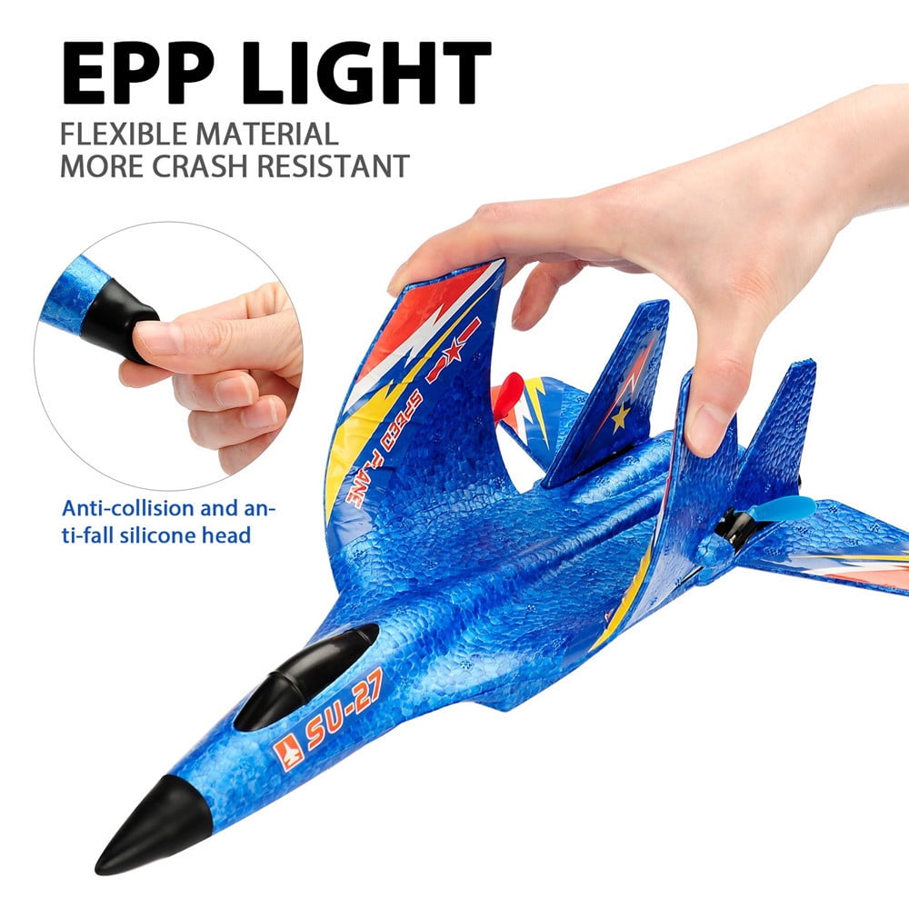 SU27 RC Plane Glider Airplanes 2.4G 2CH Remote Control Aircraft Fighter Blue for Adult/Kids/Beginner