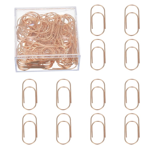 100 Pcs Paper Clip, Non-Skid Metal Paper Clamp Clips for Office Supplies Craft Scrapbook Document Note Sorting, Electroplating, Rose gold