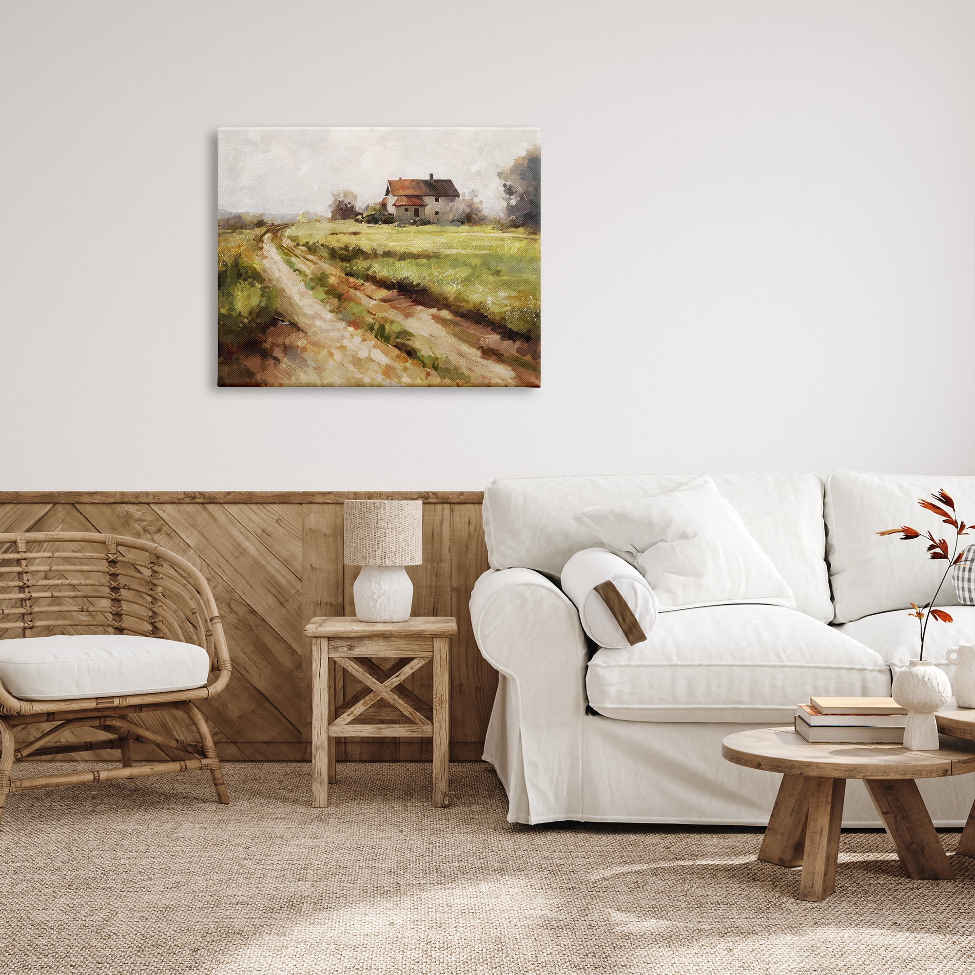 Stupell Industries Country Path to Barn Landscape Painting Gallery Wrapped Canvas Art Print Wall Art, 40 x 30