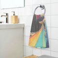 thumbnail image 3 of Yayeee 2 Pack Hand Towels for Bathroom 100% Cotton 16" x 28" Soft Absorbent Kitchen Towel, Colorful Road, 3 of 7