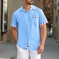 thumbnail image 2 of Mens Shirts Solid Color Pocket Button Up Shirt Short Sleeved Casual Shirt Summer Beach Shirt Shirt With Pockets Short Sleeved Collar Top Shirts for Men, 2 of 7