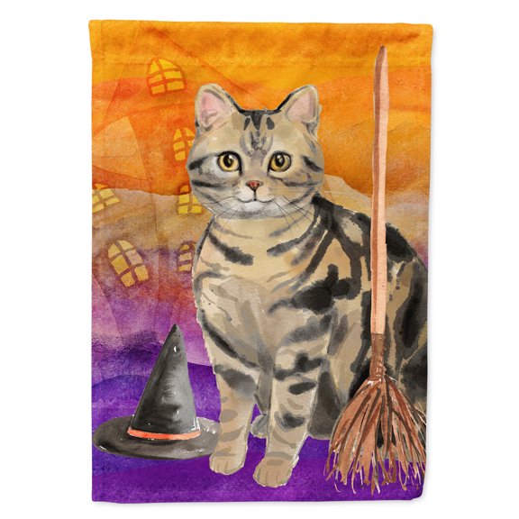 American Shorthair Brown Tabby Halloween House Flag