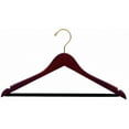 thumbnail image 5 of Wood Suit Hanger w/ Velvet Non Slip Bar, Box of 25 Space Saving 17 Inch Flat Wooden Hangers w/ Walnut Finish & Brass Hook & Notches for Shirt Dress or Pants by International Hanger, 5 of 5