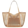 thumbnail image 2 of Bolsa de playa de malla, bolsa de almacenamiento, artículos esenciales para la playa, multiusos, informal, para mujer, bolso para Picnic, vacaciones, Caqui, 2 of 8
