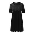 thumbnail image 4 of MDUKONU Women's Velvet Lace A-Line Overall Casual Pleated Swing Wedding Skirtall Scallop Neck Flared Mini Dress Black M, 4 of 5