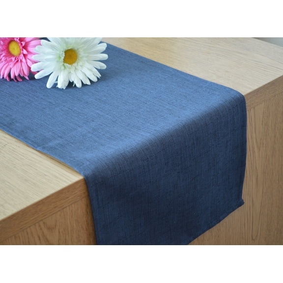 Aiking Home Solid 12 by 62 inches Slub Textured Table Runner (Navy)