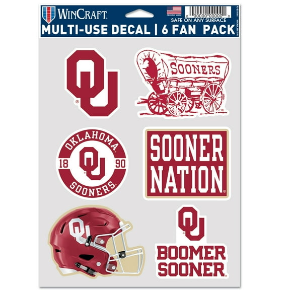 NCAA Oklahoma Prime 5" x 7.75" Six Fan Decal