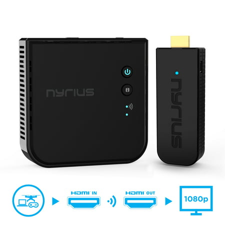 Nyrius ARIES Pro Wireless HDMI Transmitter and Receiver To Stream HD 1080p 3D Video From Laptop, PC, Cable, Netflix, YouTube, PS4, Xbox 1, Drones, Pro Camera, To HDTV/Projector/Monitor