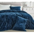 thumbnail image 3 of Chezmoi Collection Piers 3-Piece Navy Blue Distressed Velvet Duvet Cover Set Queen Size with Button Closure and 8 Corner Ties, Soft Washed Microfiber Reverse Comforter Cover, 3 of 9