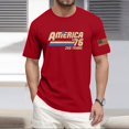 thumbnail image 2 of Hogleaql American Flag T-Shirt for Men Patriotic Short Sleeve Crew Neck American Flag T-Shirts Fashion Independence Day Themed Loose Pullover Tops Red S, 2 of 4
