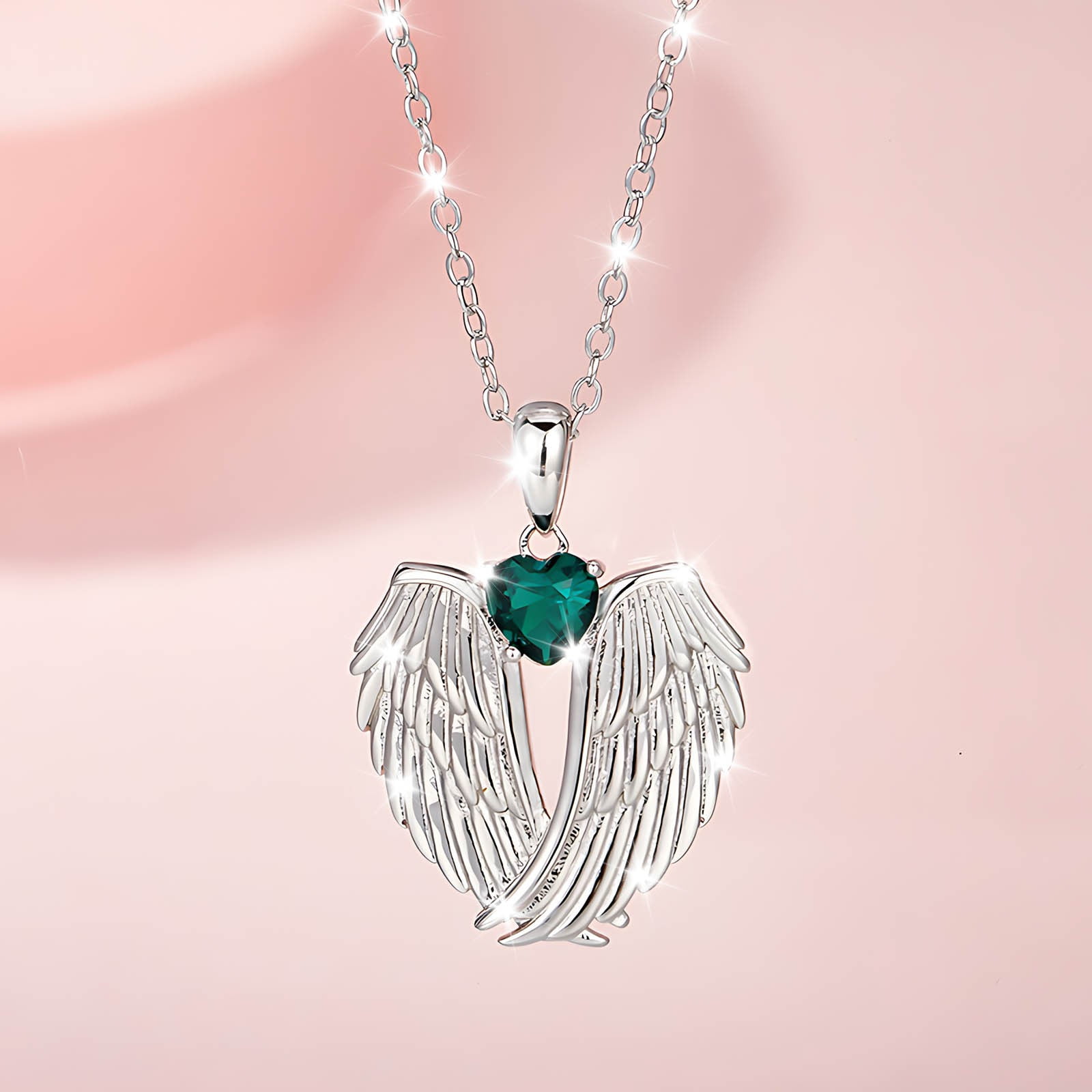 Herunwer Angel Wings Necklace 925 Sterling Silver Guardian Angel