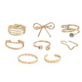 thumbnail image 2 of WREESH 8PC Women Girls Finger Joints Chain Stacking Rings Vintage Midi Rings SIze Mixed Rings Set Clearance, 2 of 9