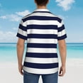 thumbnail image 6 of Xecao Navy Blue And White Stripes print Hawaiian shirt - a stylish short-sleeve button-down for men, perfect for casual beach and tropical outings., 6 of 9