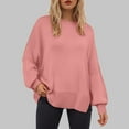 thumbnail image 2 of WUANDIXFA Chandails Décontractés pour Femmes Chandails Légers pour Femmes Chandails à Manches Longues Fente Latérale Col Rond Chandails Molletonnés à Enfiler Hauts de Mode pour Femmes Vêtements Corset Vêtements d'Extérieur Rose,G, 2 of 5